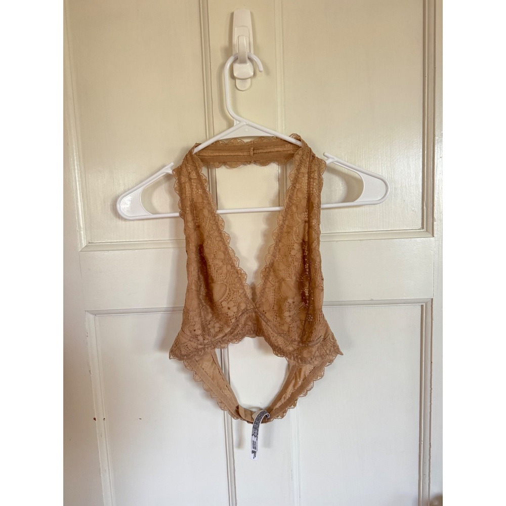 Intimately Free People nude lace halter bralette size large